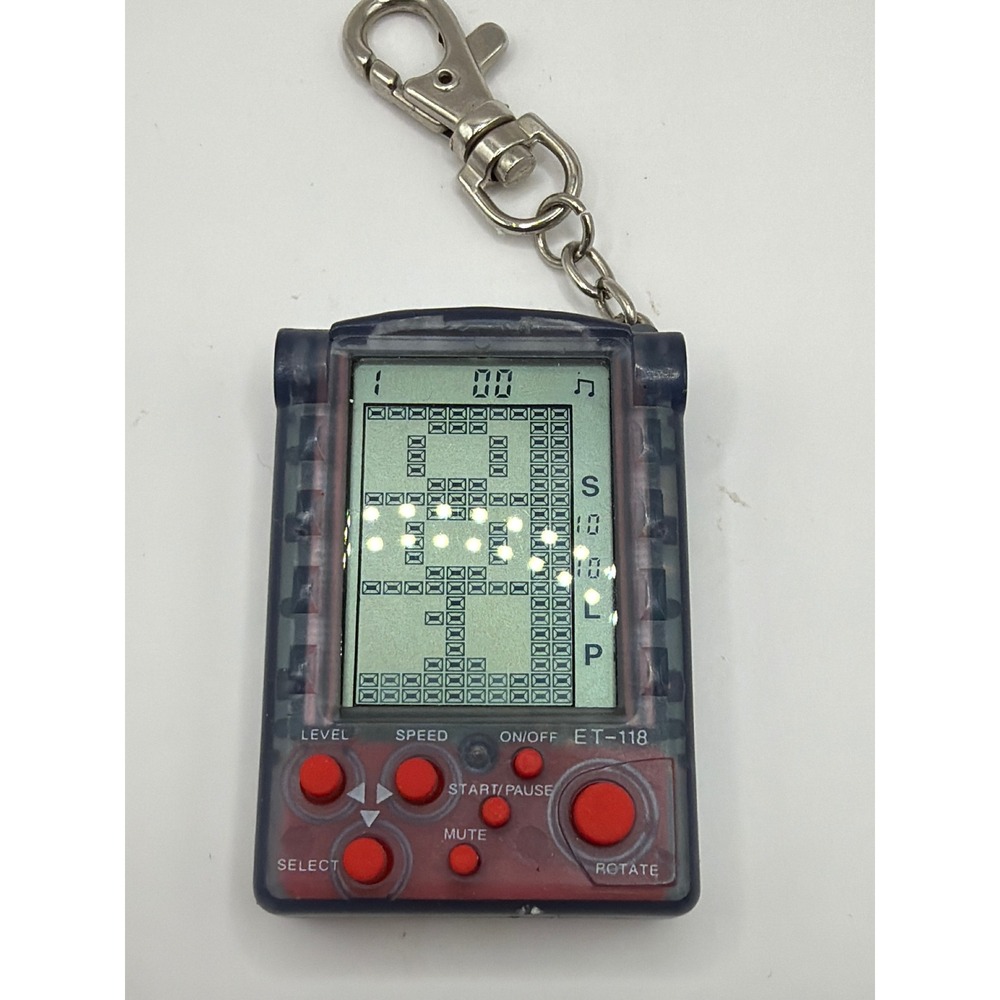 Vintage Brick Game Keychain Grey Red ET-118 Retro Handheld Console